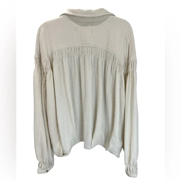 We The Free Ivory Rockaway Oversized Crop Shirt Medium - Picture 6 of 11